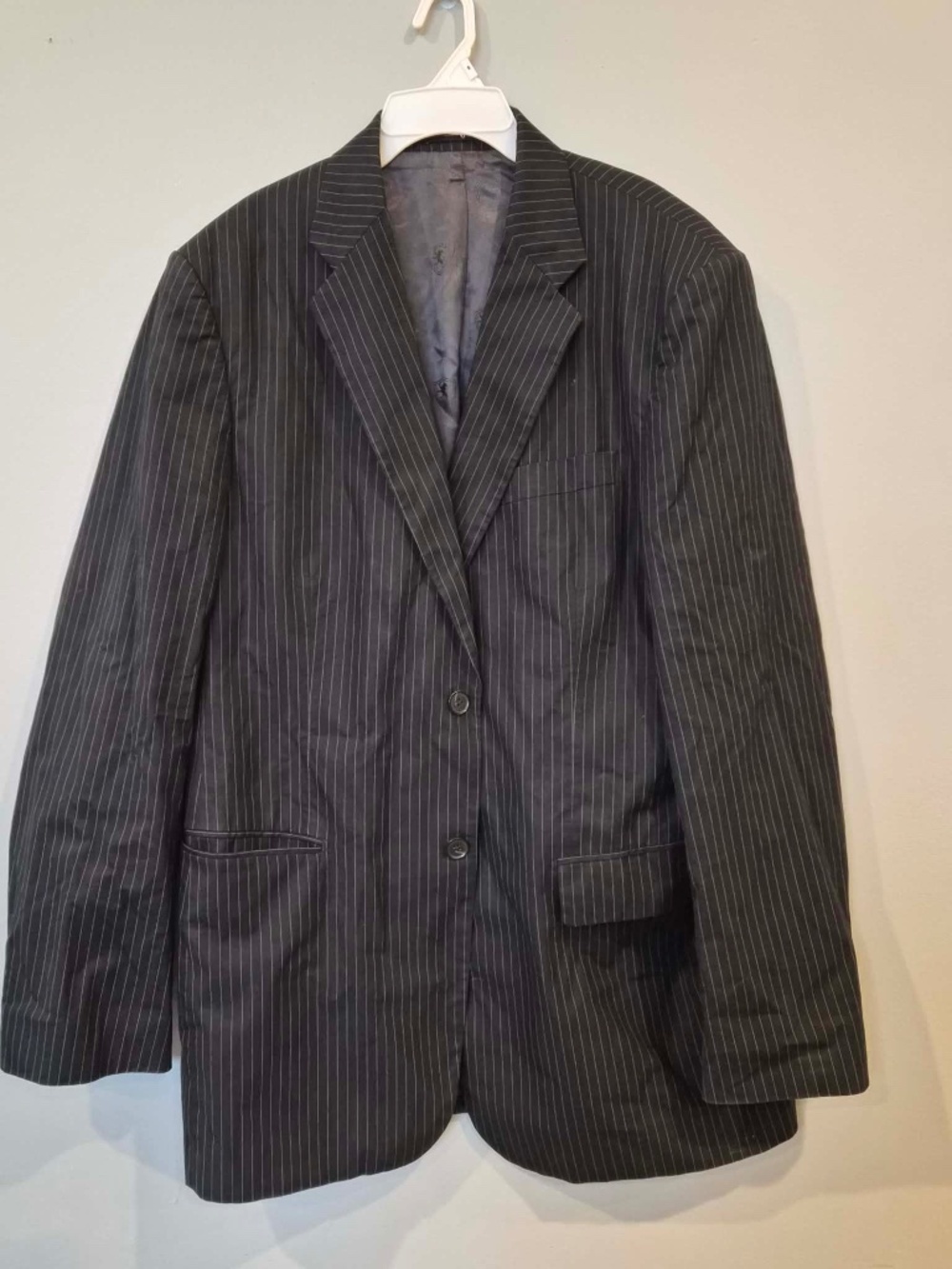 Express Mens Cotton Corporate Office Two Button Pin Stripe Sport Coat Blazer 42R